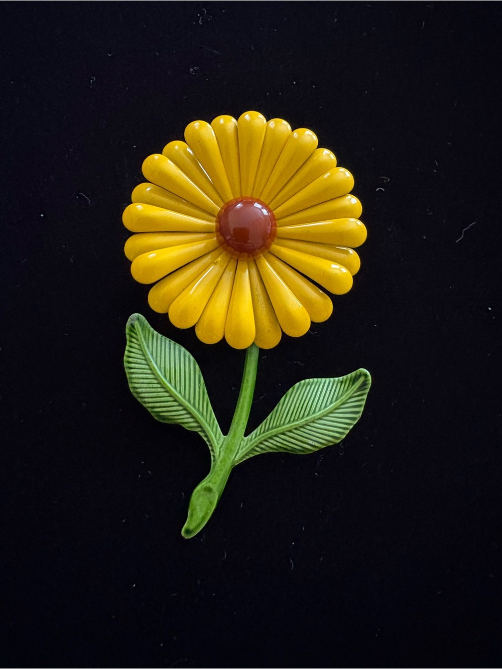 Yellow Daisy Enamel Flower Brooch - Unbranded